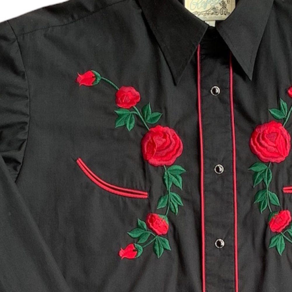 Vintage Embroidered Roses Western Long Sleeve Shirt by Roper - Picture 7 of 7